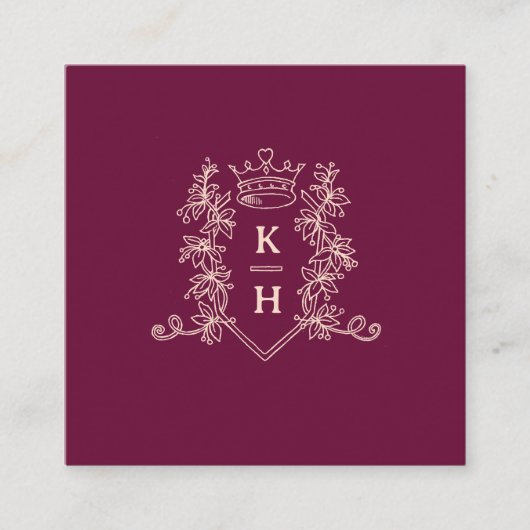 Bruiloft QR foto delen liefde kroon rood monogram Informatiekaartje (Voorkant)