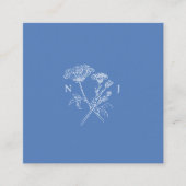 Bruiloft QR foto delen wildflower monogram blauw Informatiekaartje (Voorkant)