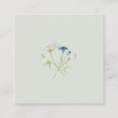 Bruiloft QR foto delen wildflower monogram Informatiekaartje (Voorkant)