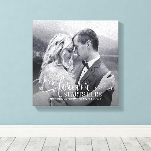 Bruiloft Quote Custom Foto Canvas Print (Insitu (Houten vloer))