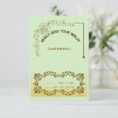 Bruiloft Reactiekaart met Bloemig Groen Design RSVP Kaartje (Staand voorkant)