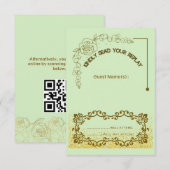 Bruiloft Reactiekaart met Bloemig Groen Design RSVP Kaartje (Voorkant / Achterkant)