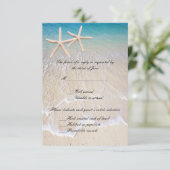 Bruiloft-reactiekaart Strand met Zeester RSVP Kaartje (Staand voorkant)