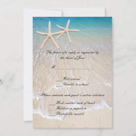 Bruiloft-reactiekaart Strand met Zeester RSVP Kaartje