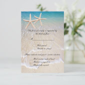 Bruiloft-reactiekaart Strand met Zeester RSVP Kaartje (Staand voorkant)
