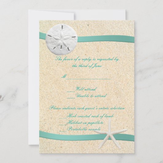 Bruiloft-reactiekaart Strand Sand Dollar Kaart (Voorkant)