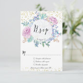 bruiloft reactiekaart succulenten cactus bloemen g RSVP kaartje (Staand voorkant)