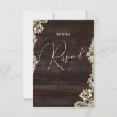 Bruiloft Reactiekaart van Donker Hout en Kant RSVP Kaartje (Achterkant)