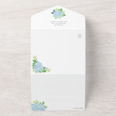 Bruiloft Recept Blauw Hydrangea All In One Uitnodiging (Buitenkant)