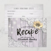 Bruiloft Recept Kant Zonnebloem Hout Lichtjes Uitnodiging Briefkaart (Voorkant / Achterkant)