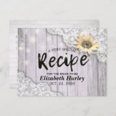 Bruiloft Recept Kant Zonnebloem Houten Lichtjes Uitnodiging Briefkaart (Voorkant / Achterkant)