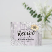 Bruiloft Recept Kant Zonnebloem Houten Lichtjes Uitnodiging Briefkaart (Staand voorkant)