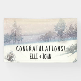 Bruiloft Receptie Banner Winter Blauw en Wit