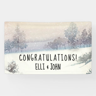 Bruiloft Receptie Banner Winter Blauw en Wit