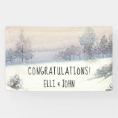 Bruiloft Receptie Banner Winter Blauw en Wit (Horizontaal)