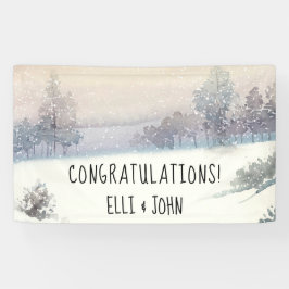 Bruiloft Receptie Banner Winter Blauw en Wit