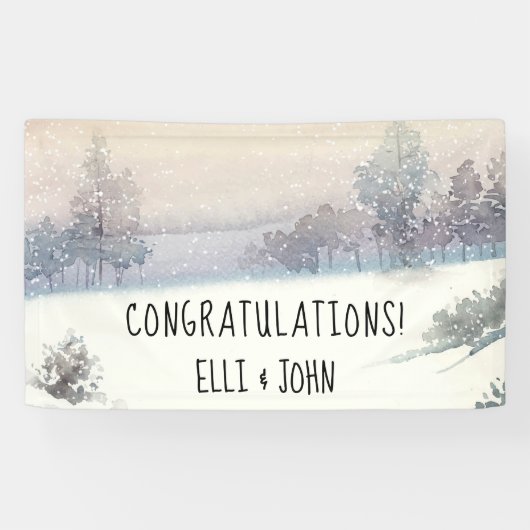 Bruiloft Receptie Banner Winter Blauw en Wit (Horizontaal)