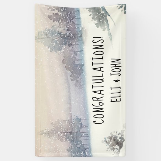 Bruiloft Receptie Banner Winter Blauw en Wit (Verticaal)