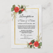 Bruiloft Receptie Bloemen Rood Goud Kerstmis Informatiekaartje (Voorkant)