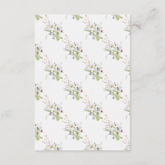 Bruiloft receptie Bloemen Wildbloemen Lente Informatiekaartje (Achterkant)