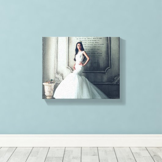 Bruiloft Receptie Bruids Portret Display Keepsake Canvas Afdruk (Insitu (Houten vloer))