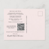 Bruiloft Receptie Foto QR Code Roze Save the Date Aankondigingskaart (Achterkant)