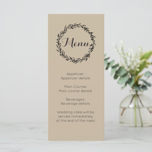 Bruiloft Receptie menu aangepaste sjabloon (Staand voorkant)