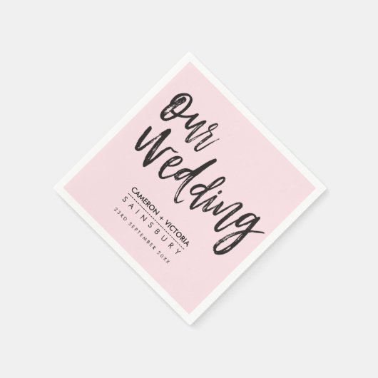 BRUILOFT RECEPTIE modern met de hand geletterd typ Servetten (Hoek)