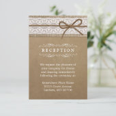 Bruiloft Receptie Rustieke Burlap Kant String Bow Informatiekaartje (Staand voorkant)