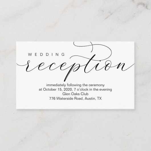 Bruiloft Receptie Tijd en locatie, Modern minimaal Informatiekaartje (Voorkant)