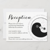 BRUILOFT RECEPTIE UITNODIGING. b/w YinYang duiven Kaart (Voorkant)