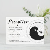 BRUILOFT RECEPTIE UITNODIGING. b/w YinYang duiven Kaart (Staand voorkant)