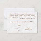 Bruiloft receptie vlinder brokaat bruin kaart (Achterkant)