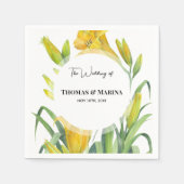 Bruiloft Receptie Waterverf Gele Dag Lelies Servet (Voorkant)