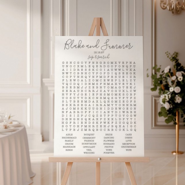Bruiloft Receptie Woord Search Game, Aangepast spe (Creator heeft geüpload)