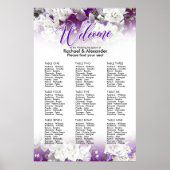 Bruiloft Receptie Zitkaart in Wit/Paarse Poster (Voorkant)