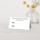 Bruiloft receptie zwart-wit foto naam plaatskaartje (Voorkant)