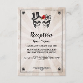 Bruiloft Reception Cards Landelijk Schedels Rode R Informatiekaartje