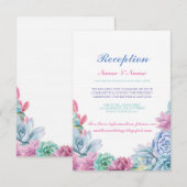 Bruiloft Reception Kaarten Pastels Succulenten Lan (Voorkant / Achterkant)