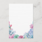Bruiloft Reception Kaarten Pastels Succulenten Lan (Achterkant)