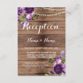Bruiloft Reception Kaarten Rustic Paars Hout Bloem (Voorkant)