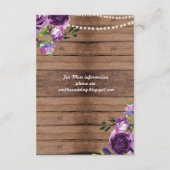 Bruiloft Reception Kaarten Rustic Paars Hout Bloem (Achterkant)