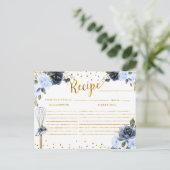 Bruiloft Receptkaart met Blauwe Bloemen Briefkaart (Staand voorkant)