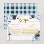 Bruiloft Receptkaart met Blauwe Bloemen Briefkaart (Voorkant / Achterkant)