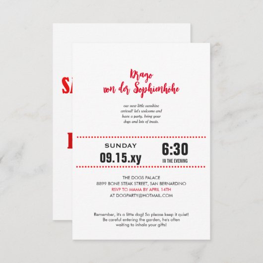 bruiloft redt de date grote dane kaart (Voorkant / Achterkant)