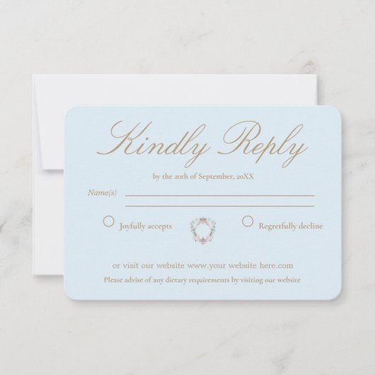 Bruiloft Regency Era Blauw Monogram Elegant Bruilo RSVP Kaartje (Voorkant)