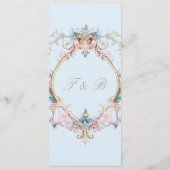 Bruiloft Regency Era Blauw Monogram Menu (Achterkant)