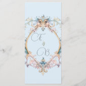 Bruiloft Regency Era Blauw Monogram Menu (Achterkant)