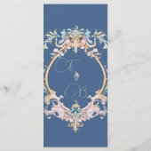 Bruiloft Regency Era Dusty Blue Monogram Menu (Achterkant)