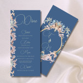 Bruiloft Regency Era Dusty Blue Monogram Menu